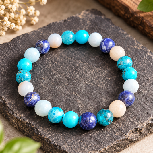 Throat Chakra Healing Crystal Bracelet – 8 mm & 10 mm
