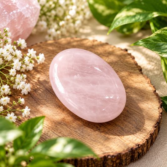 Rose Quartz  Palm Stone
