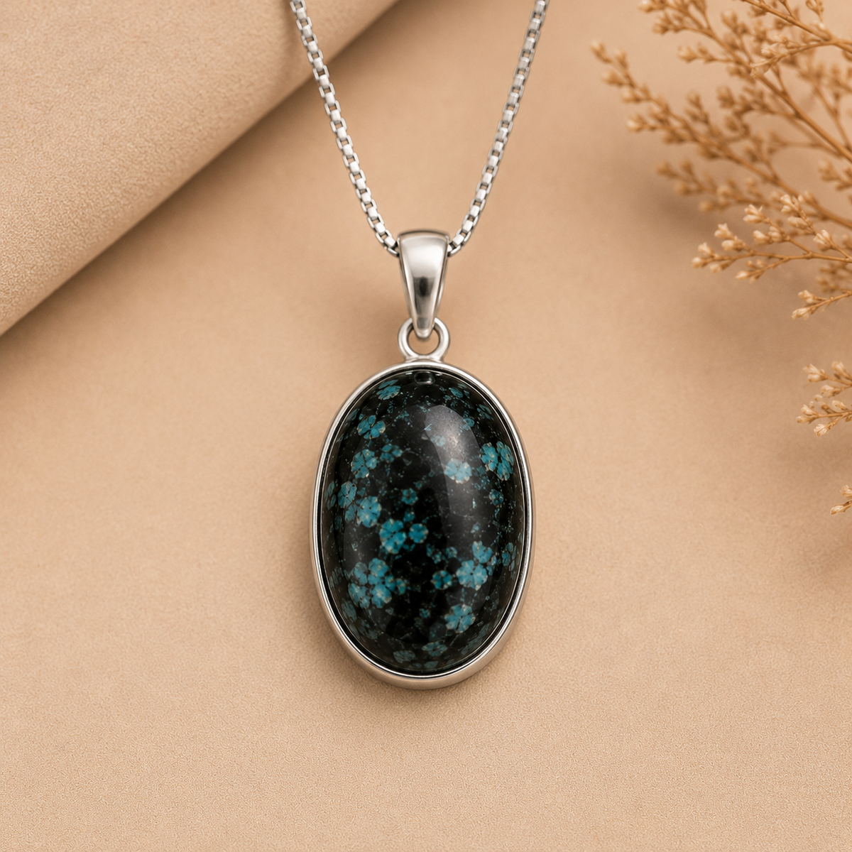 Black Turquoise Pendant for Protection & Balance