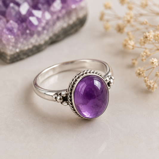 Amethyst Ring for Peace & Emotional Balance