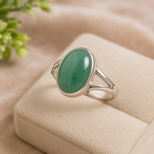 Green Aventurine Ring for Luck & Prosperity