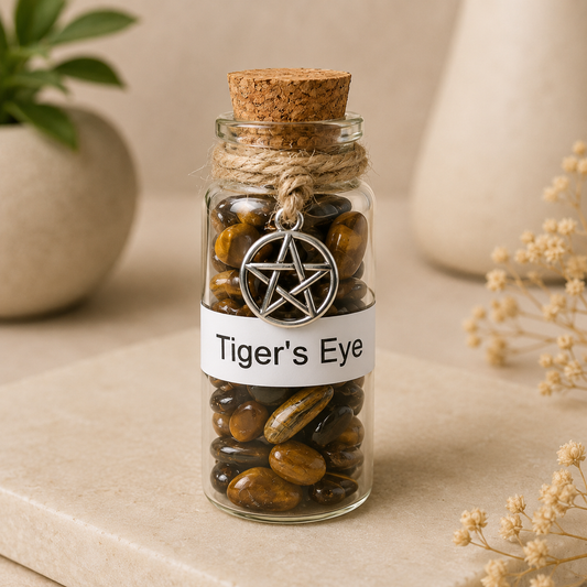 Tiger Eye Crystal Pocket Jar for Protection, Confidence & Positive Energy