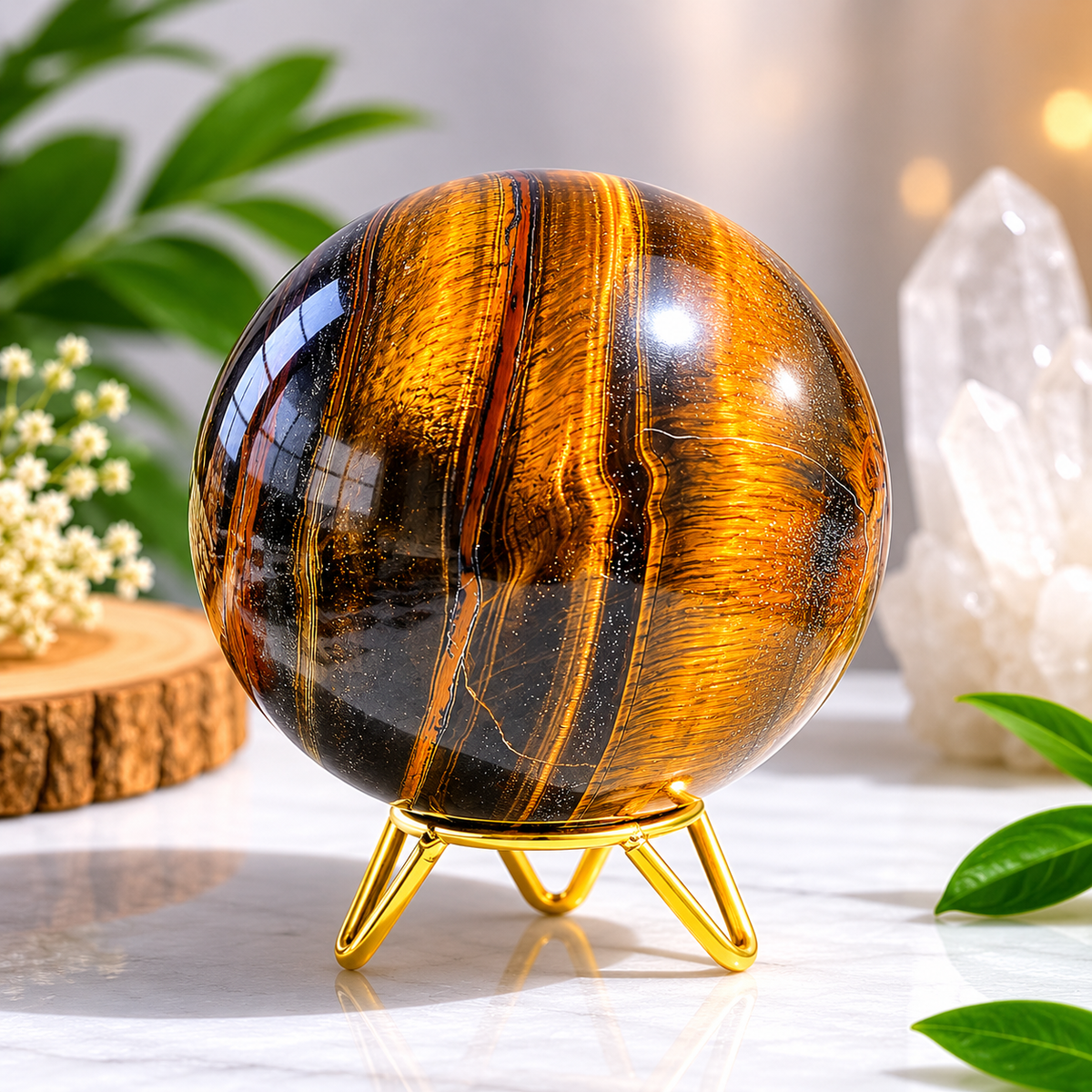 Tiger Eye Sphere for Protection, Focus & Positive Energy