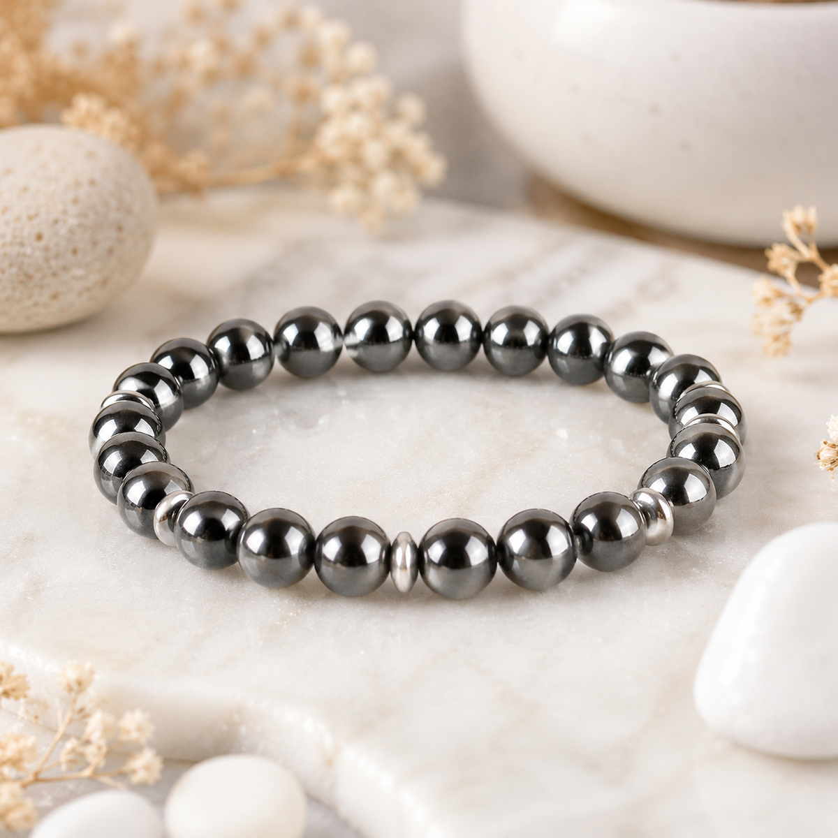 Hematite Bracelet for Protection, Grounding & Emotional Balance
