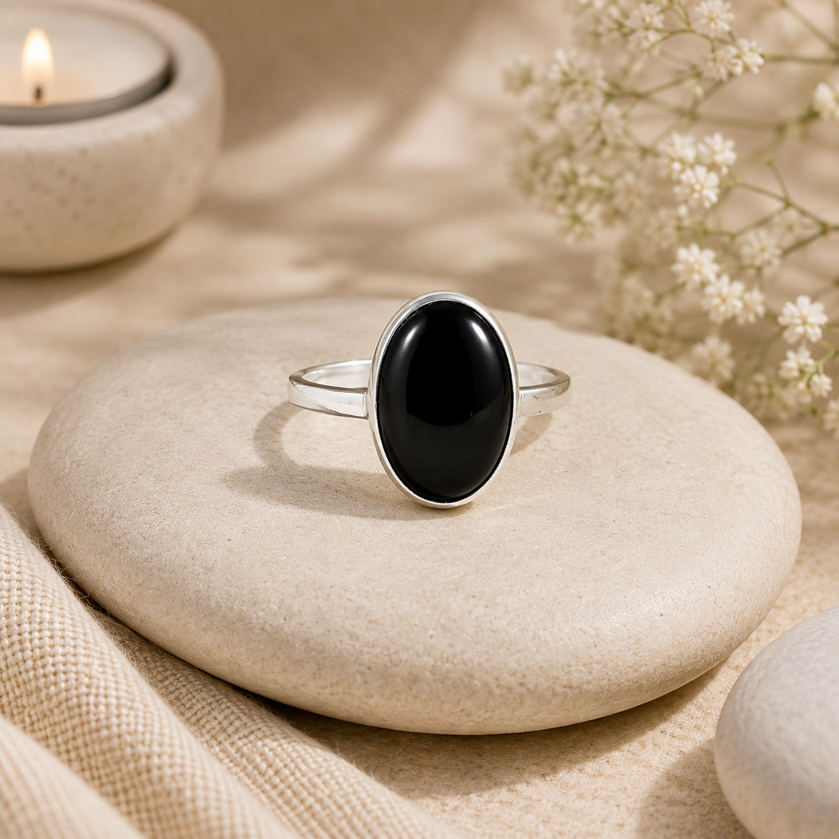 Black Obsidian Ring for Protection, Strength & Emotional Balance