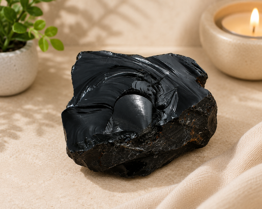 Black Obsidian Raw Stone for Protection, Strength & Grounding