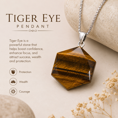 Tiger Eye Pendant for Confidence, Protection & Success